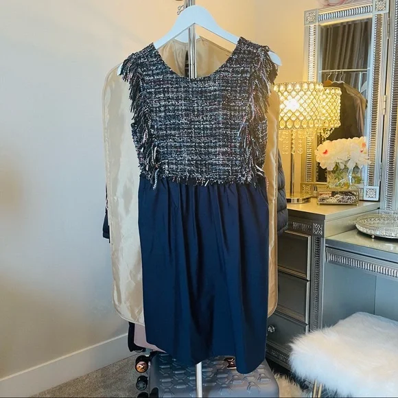 Zara | Dresses | Zara Navy Blue Tweed Dress Size Xs | Poshmark